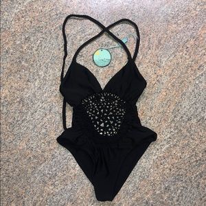 Frankies Bikinis Black One-piece Size XS